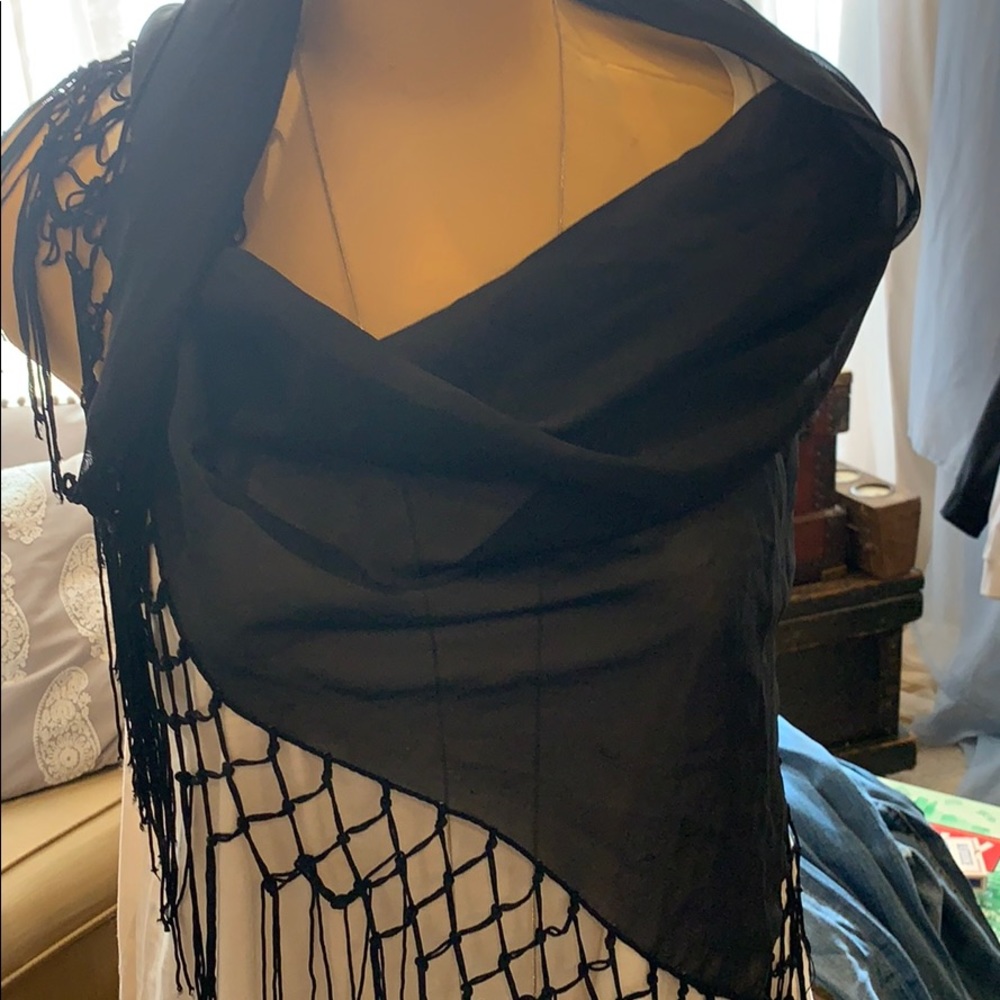 Black Fringed shawl